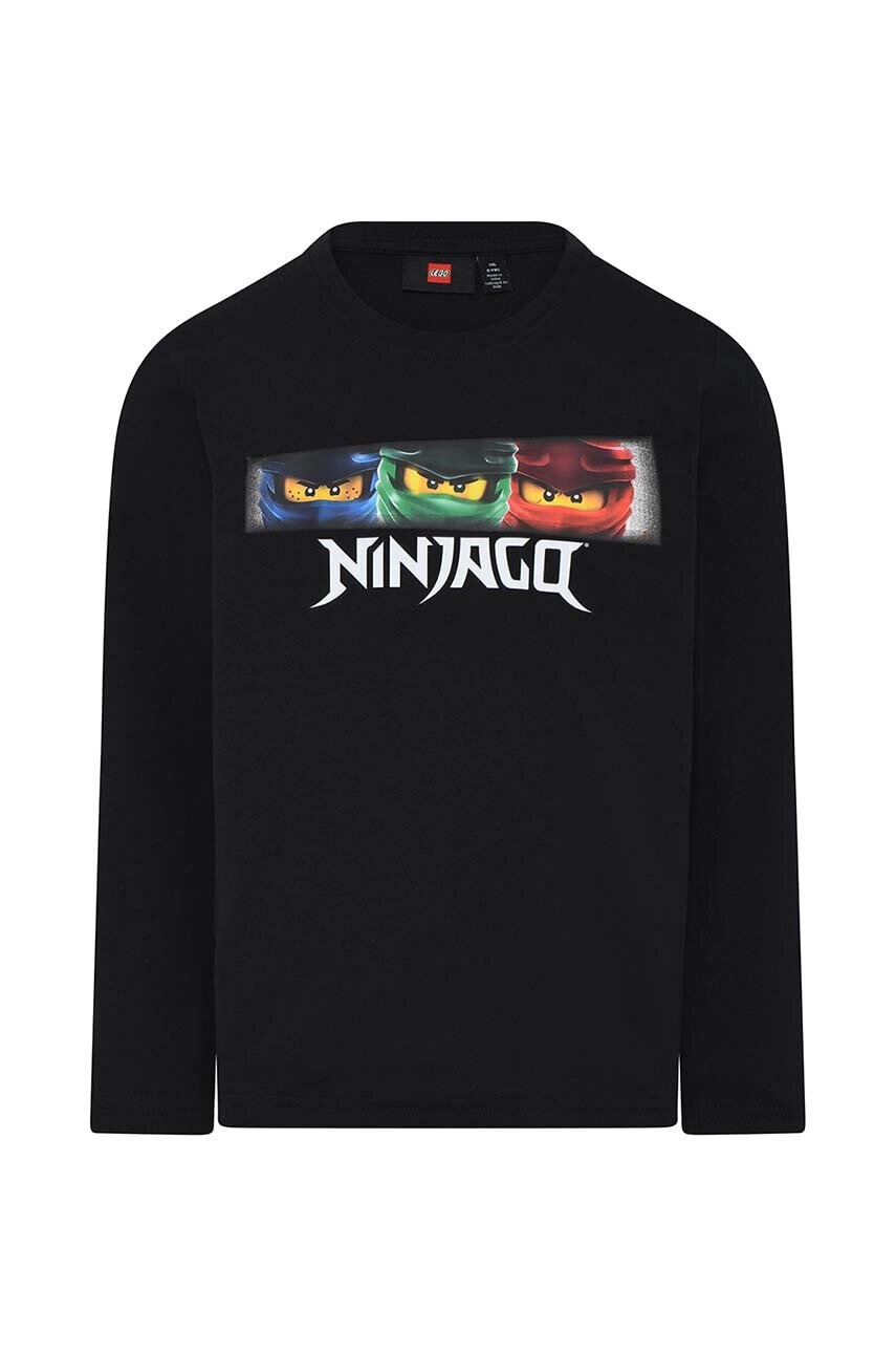 Lego longsleeve din bumbac pentru copii culoarea negru