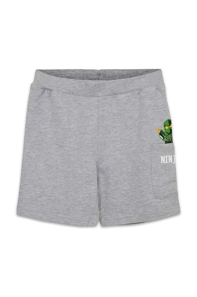 Lego pantaloni scurți din bumbac pentru copii culoarea gri-Îmbrăcăminte
