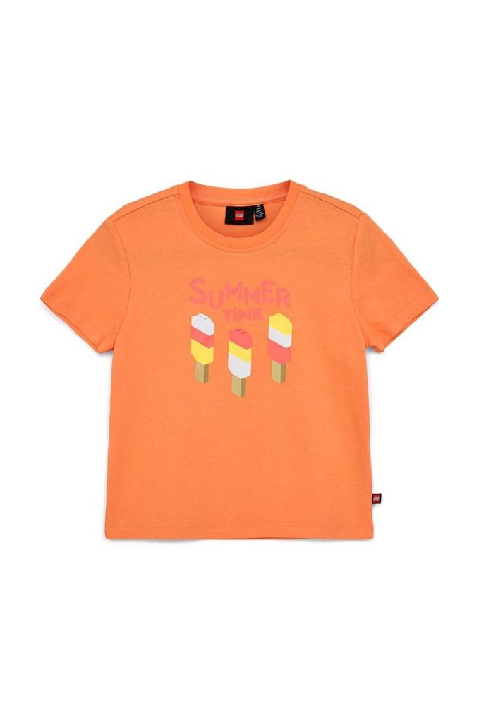 Lego tricou de bumbac pentru copii culoarea portocaliu-Îmbrăcăminte