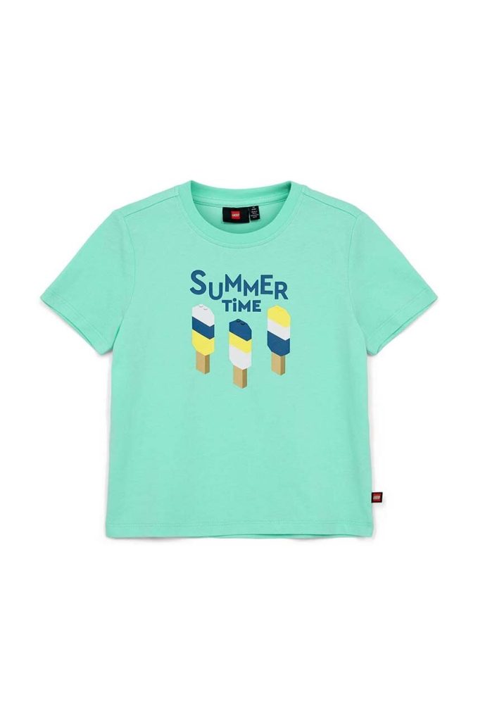 Lego tricou de bumbac pentru copii culoarea turcoaz-Îmbrăcăminte