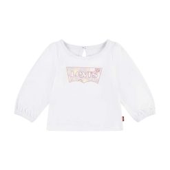 Levi's longsleeve din bumbac pentru bebeluși BATWING LS PUFF DETAIL TOP culoarea alb