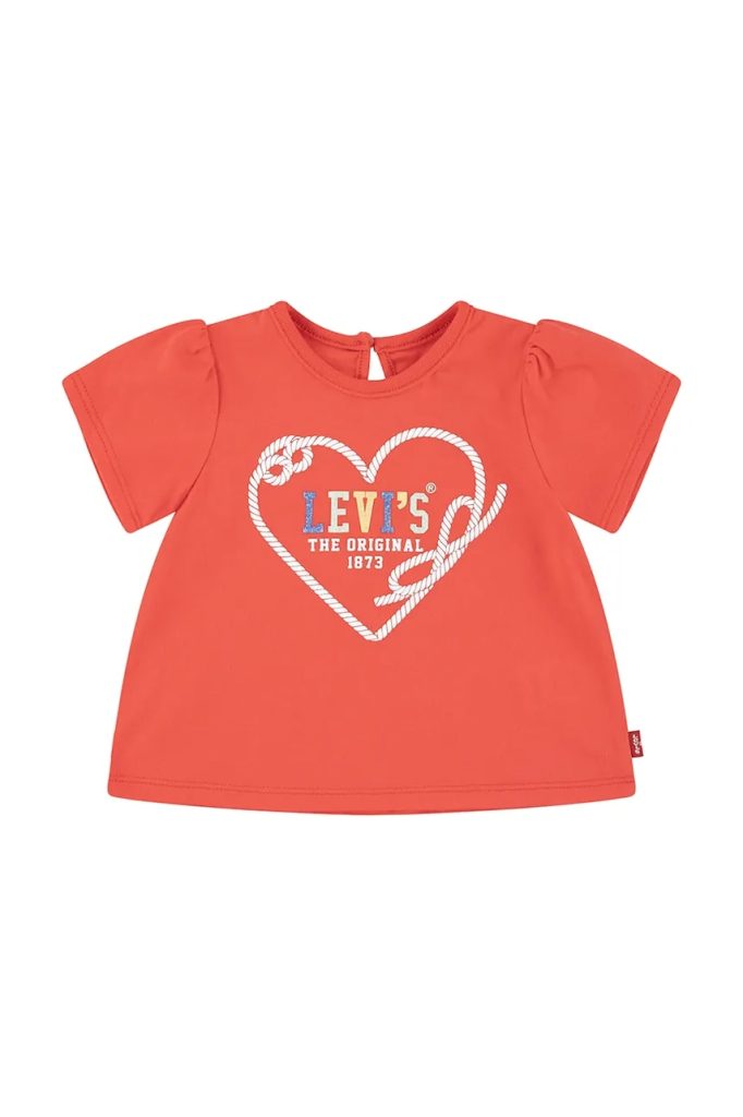 Levi's tricou bebe HEART SS PUFF SLEEVE SLV TEE culoarea rosu