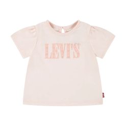 Levi's tricou bebe SS SMOCKED SLV TEE culoarea roz