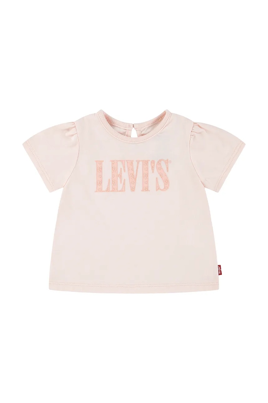 Levi's tricou bebe SS SMOCKED SLV TEE culoarea roz
