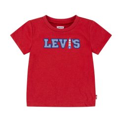 Levi's tricou din bumbac pentru bebelusi LOGO CHAMBRAY APPLIQUE TEE culoarea rosu
