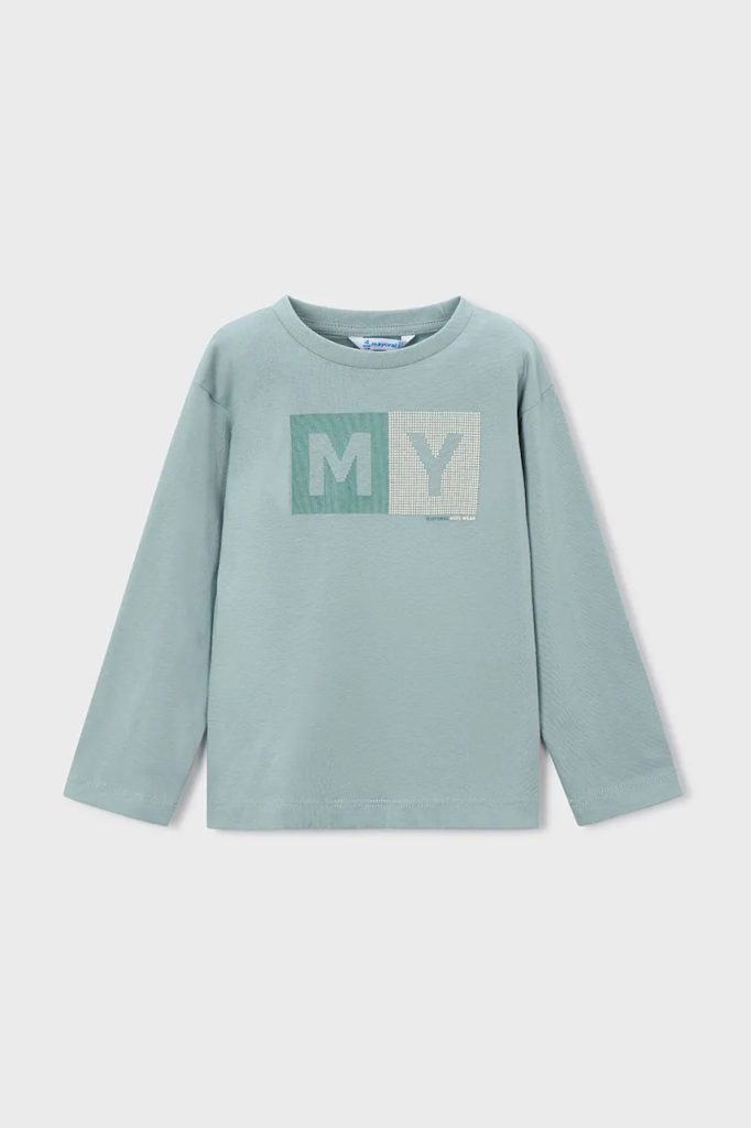 Mayoral longsleeve din bumbac culoarea turcoaz