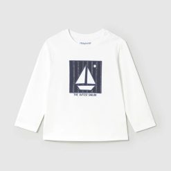 Mayoral longsleeve din bumbac pentru bebeluși culoarea alb