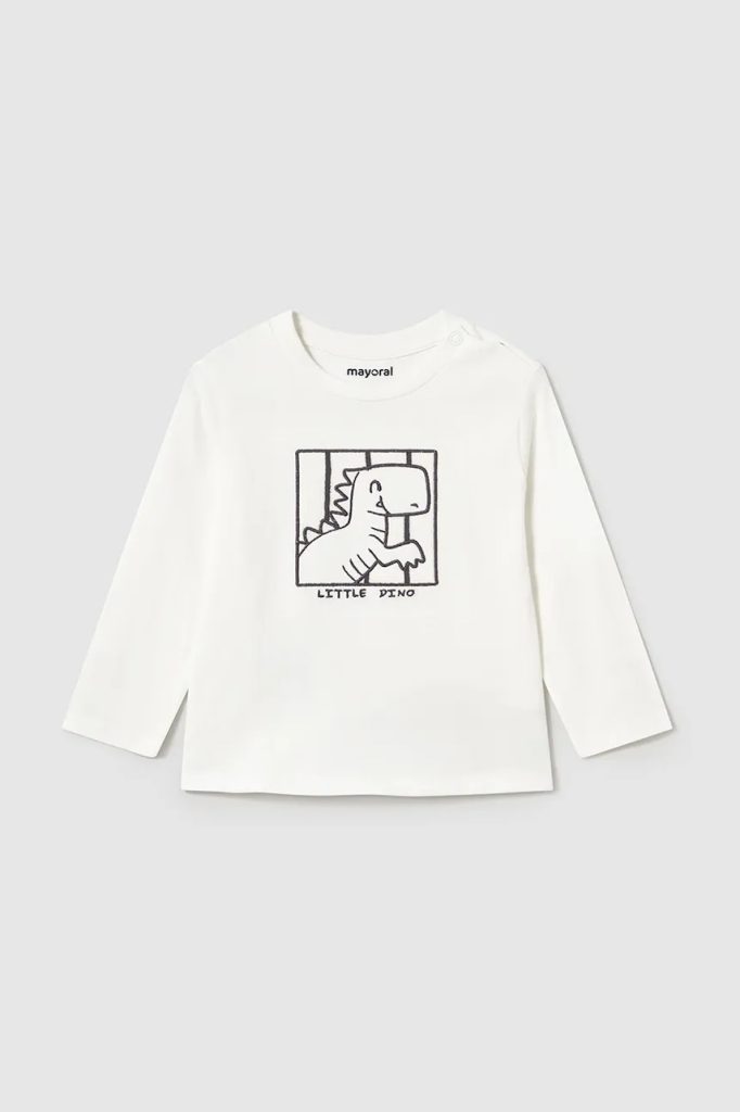 Mayoral longsleeve din bumbac pentru bebeluși culoarea bej
