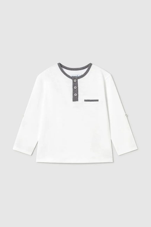 Mayoral longsleeve din bumbac pentru bebeluși culoarea gri