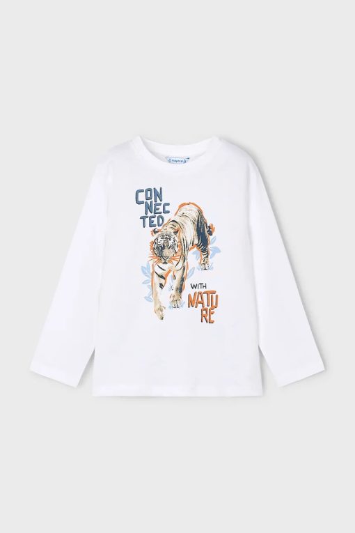 Mayoral longsleeve din bumbac pentru copii culoarea alb