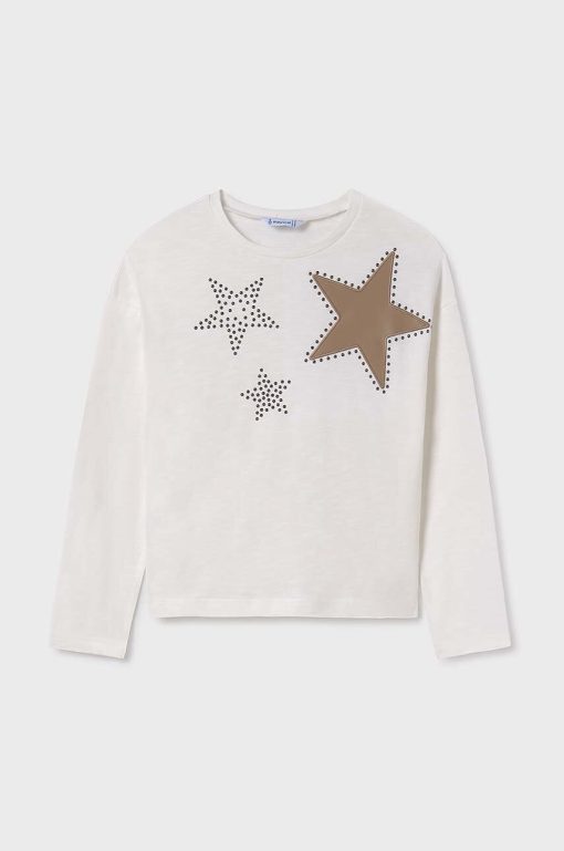 Mayoral longsleeve din bumbac pentru copii culoarea bej