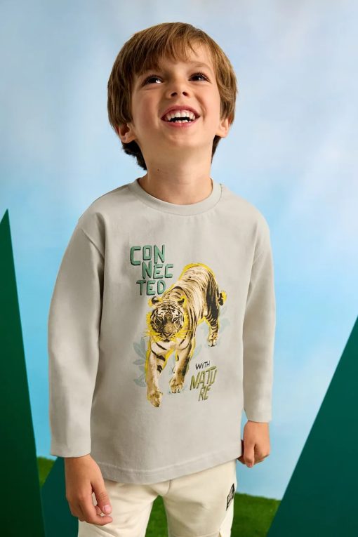 Mayoral longsleeve din bumbac pentru copii culoarea bej