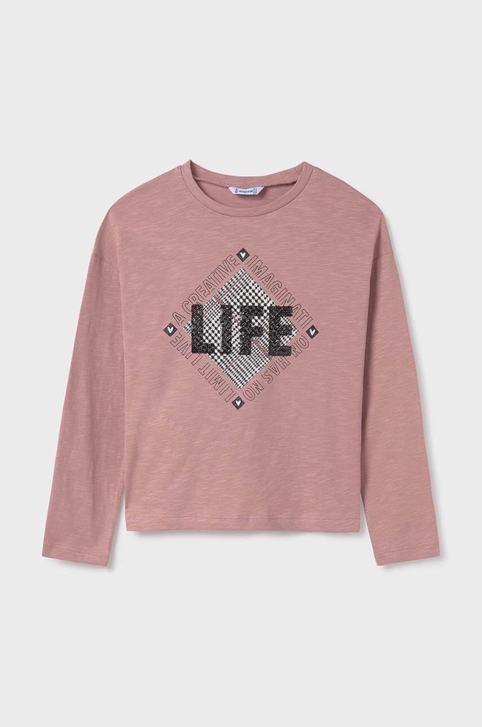 Mayoral longsleeve din bumbac pentru copii culoarea roz