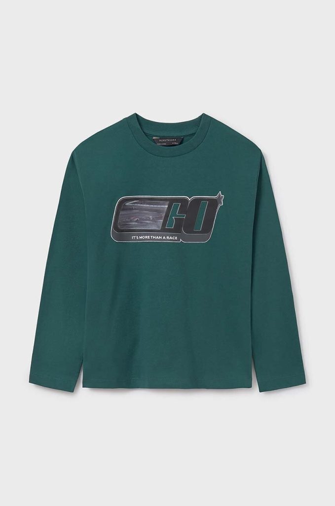 Mayoral longsleeve din bumbac pentru copii culoarea verde