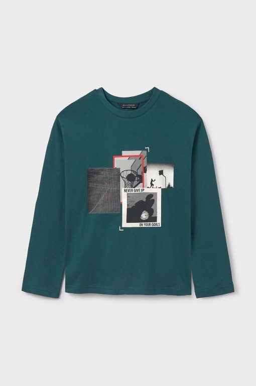 Mayoral longsleeve din bumbac pentru copii culoarea verde