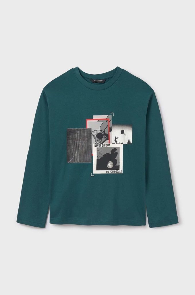 Mayoral longsleeve din bumbac pentru copii culoarea verde