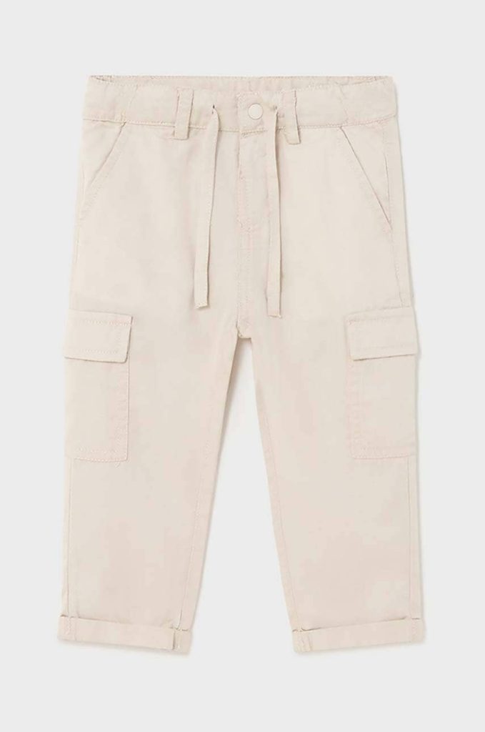 Mayoral pantaloni bebe cargo slim culoarea bej