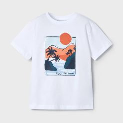 Mayoral tricou de bumbac pentru copii culoarea alb