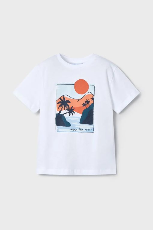 Mayoral tricou de bumbac pentru copii culoarea alb