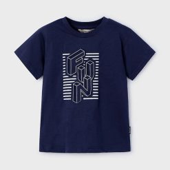 Mayoral tricou de bumbac pentru copii culoarea albastru marin