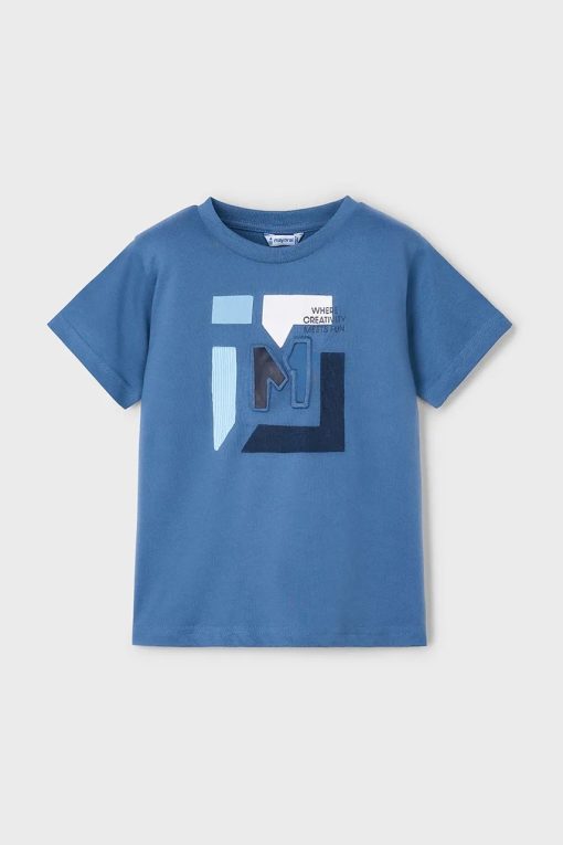 Mayoral tricou de bumbac pentru copii culoarea albastru marin