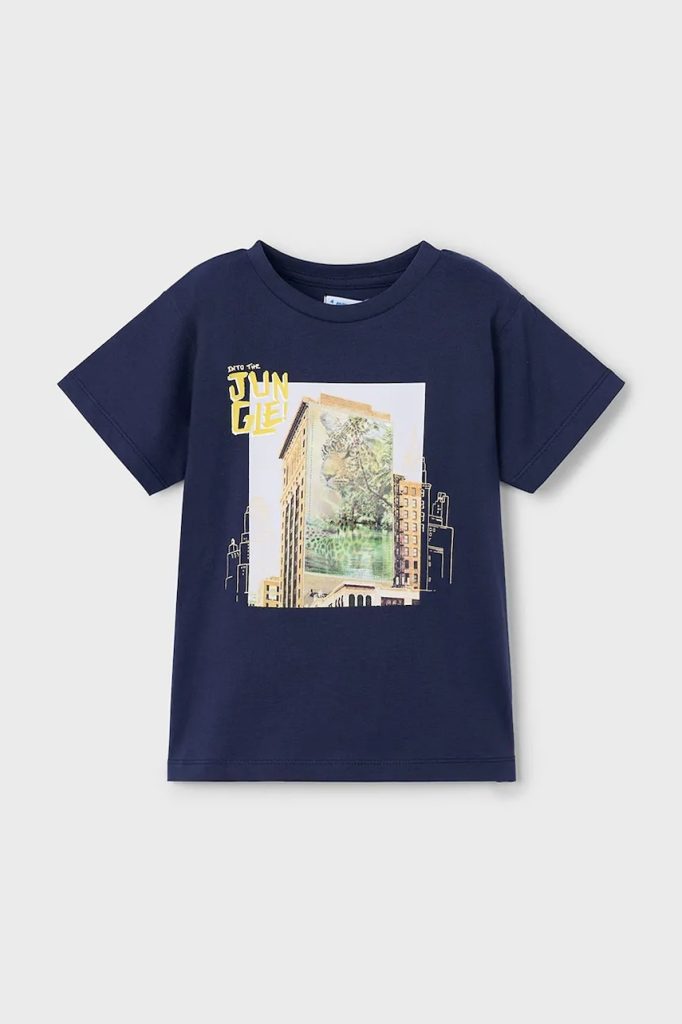 Mayoral tricou de bumbac pentru copii culoarea albastru marin