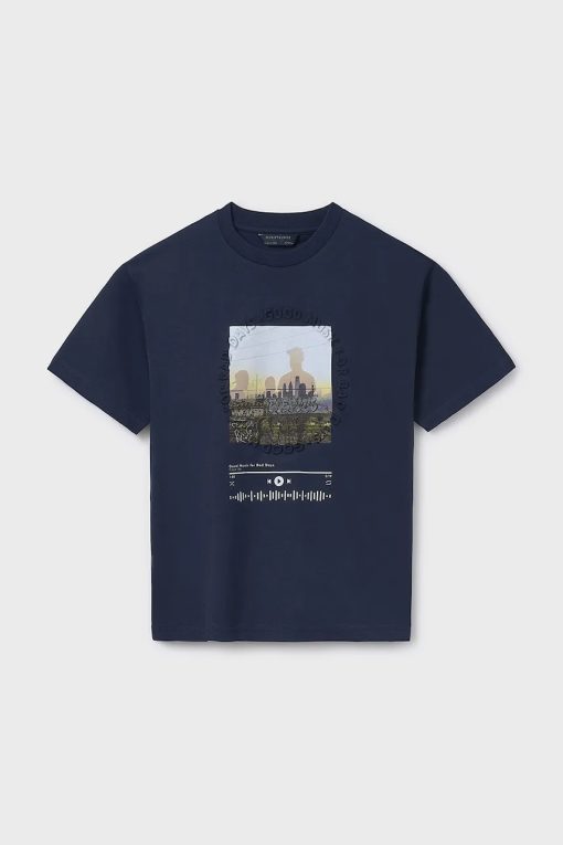 Mayoral tricou de bumbac pentru copii culoarea albastru marin