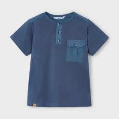 Mayoral tricou de bumbac pentru copii culoarea albastru marin