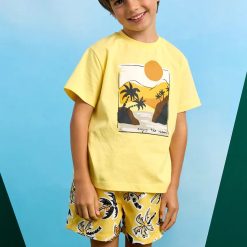Mayoral tricou de bumbac pentru copii culoarea galben