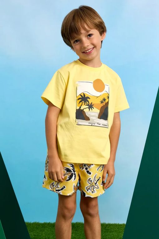 Mayoral tricou de bumbac pentru copii culoarea galben