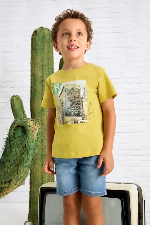 Mayoral tricou de bumbac pentru copii culoarea galben