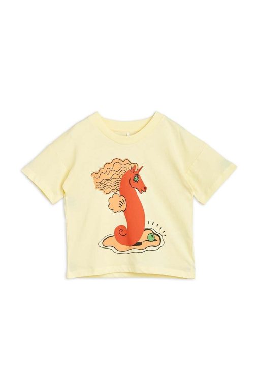 Mini Rodini tricou de bumbac pentru copii culoarea galben