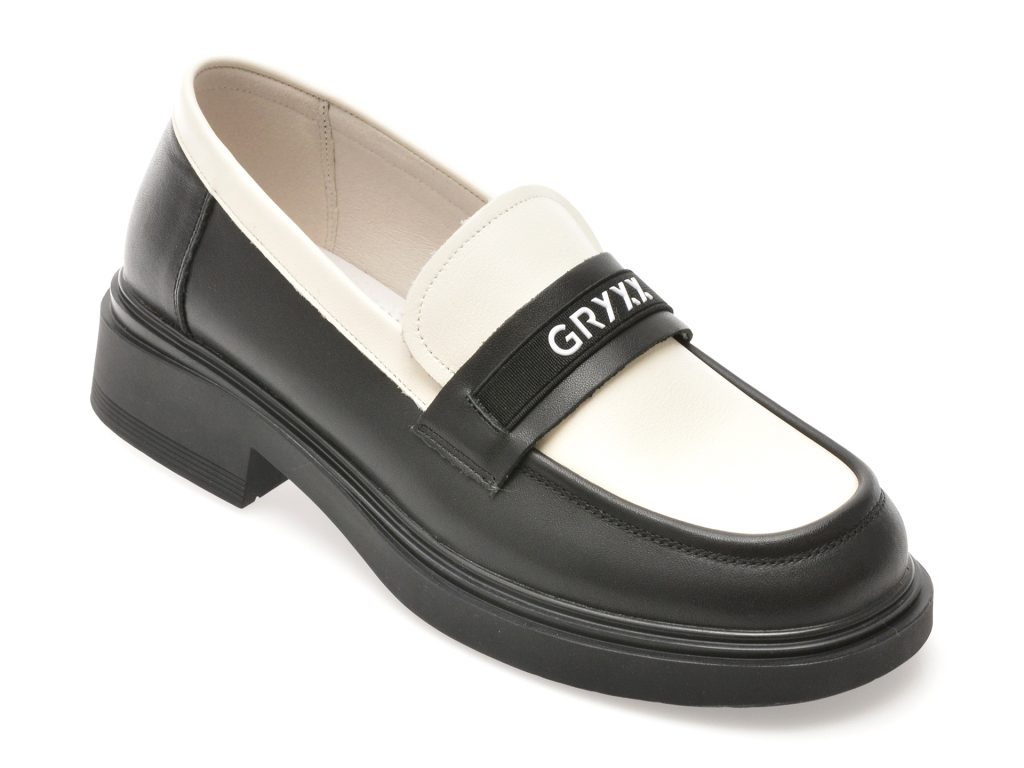 Mocasini GRYXX alb-negru