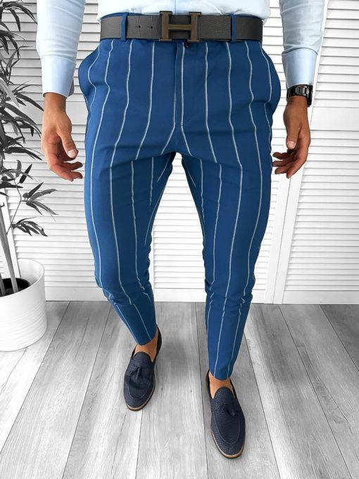 Pantaloni barbati eleganti regular fit albastri B1874 B7-2.3-Pantaloni > Pantaloni eleganti