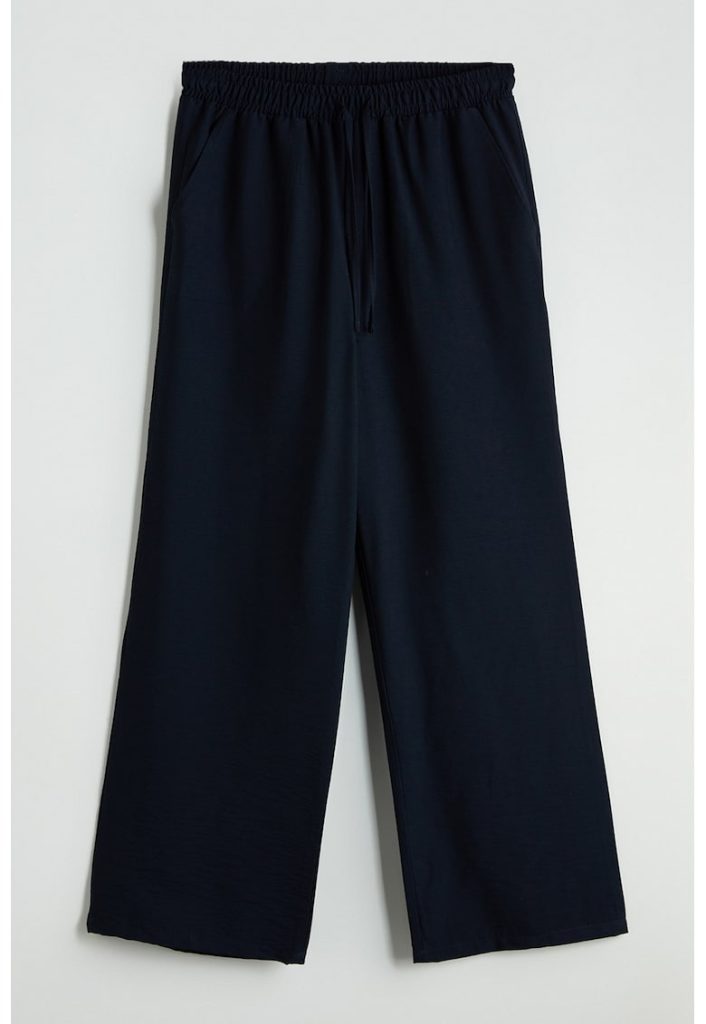 Pantaloni crop cu croiala ampla si talie ajustabila-FEMEI/IMBRACAMINTE/Pantaloni si colanti-IMBRACAMINTE/Pantaloni si colanti