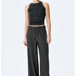 Pantaloni cu croiala dreapta si talie medie-FEMEI/IMBRACAMINTE/Pantaloni si colanti-IMBRACAMINTE/Pantaloni si colanti