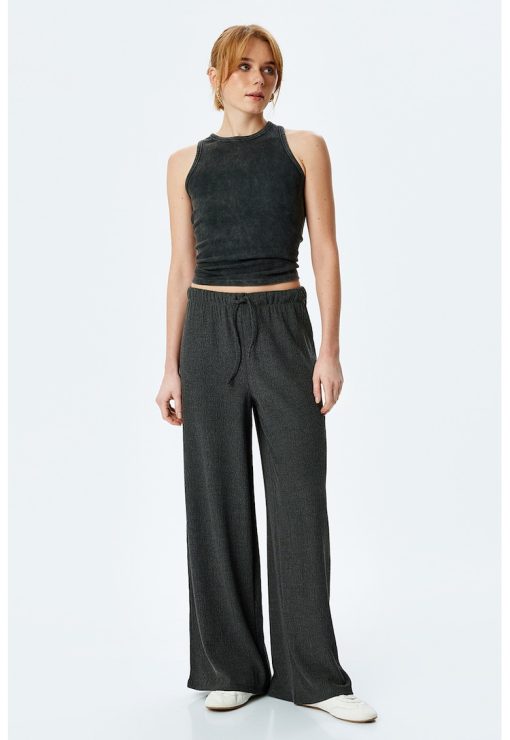 Pantaloni cu croiala dreapta si talie medie-FEMEI/IMBRACAMINTE/Pantaloni si colanti-IMBRACAMINTE/Pantaloni si colanti