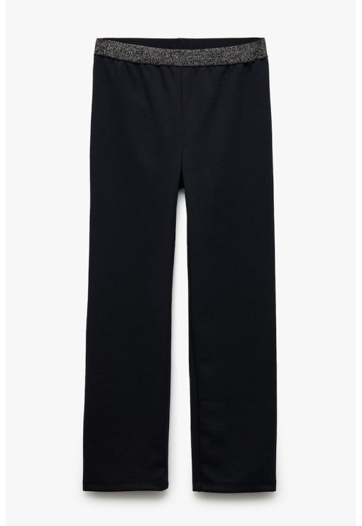 Pantaloni cu croiala dreapta - talie elastica si detaliu stralucitor-FETE/IMBRACAMINTE/Blugi-IMBRACAMINTE/Blugi