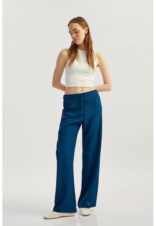 Pantaloni cu talie inalta si snururi-FEMEI/IMBRACAMINTE/Pantaloni si colanti-IMBRACAMINTE/Pantaloni si colanti