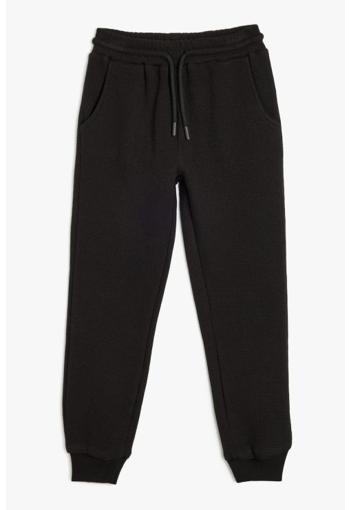 Pantaloni de trening cu model texturat si snur-BAIETI/IMBRACAMINTE/Blugi-IMBRACAMINTE/Blugi