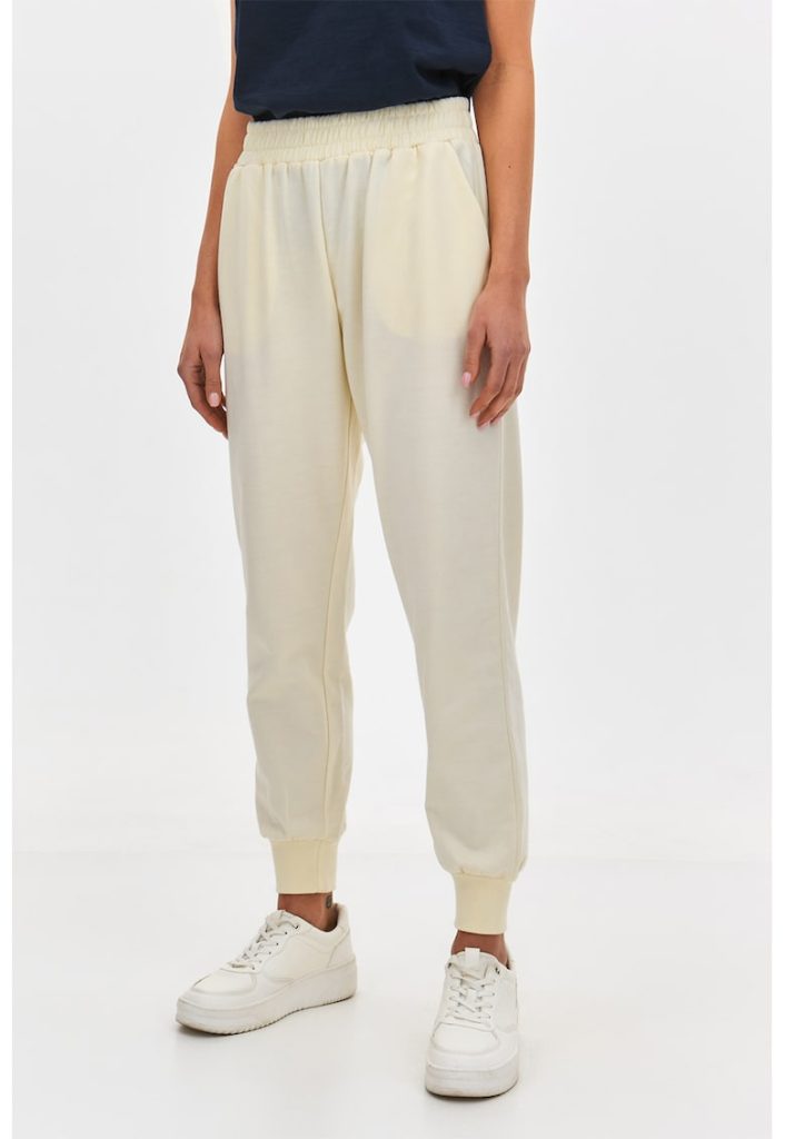 Pantaloni de trening din amestec de bumbac cu talie inalta-FEMEI/IMBRACAMINTE/Pantaloni si colanti-IMBRACAMINTE/Pantaloni si colanti