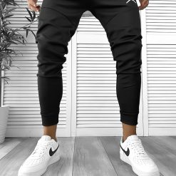 Pantaloni de trening negri conici 12361 B14-6-Pantaloni > Pantaloni de trening