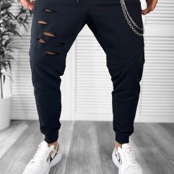 Pantaloni de trening negri  conici  13039 O4-1.2*-Pantaloni > Pantaloni de trening