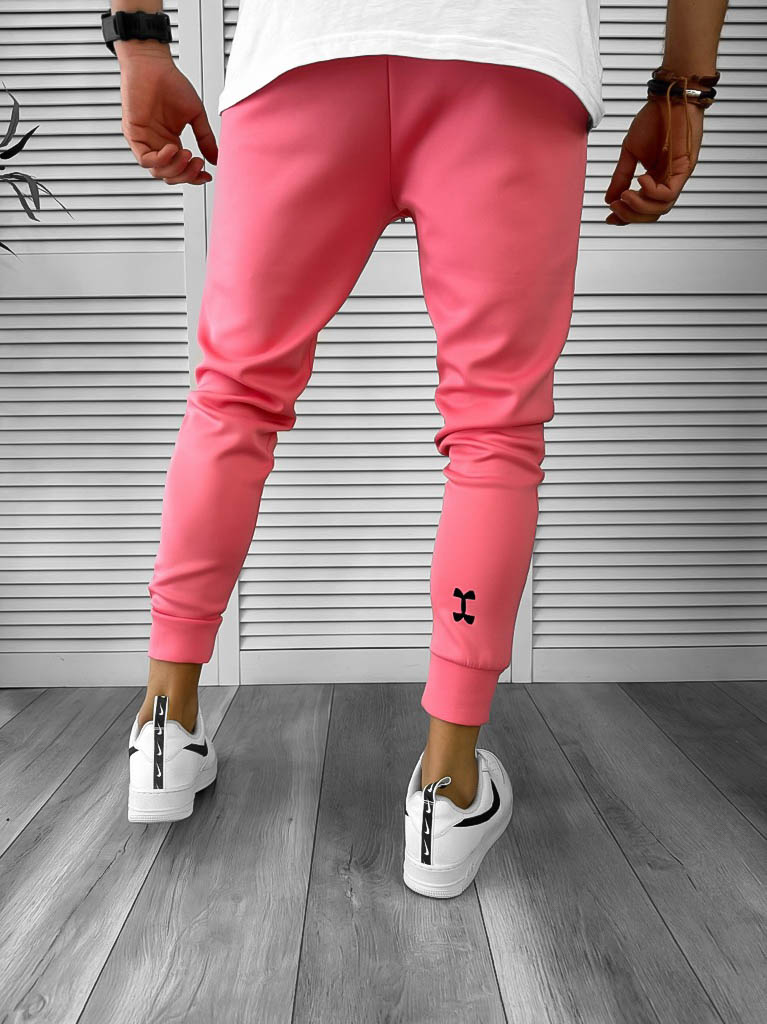 Pantaloni de trening roz  silon  conici 12379 D2-4.1-Pantaloni > Pantaloni de trening