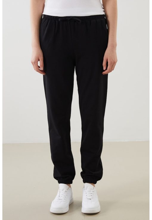 Pantaloni de trening uni din amestec de bumbac-FEMEI/IMBRACAMINTE/Pantaloni si colanti-IMBRACAMINTE/Pantaloni si colanti