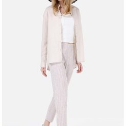 Pantaloni din amestec de in cu croiala conica-FEMEI/IMBRACAMINTE/Pantaloni si colanti-IMBRACAMINTE/Pantaloni si colanti