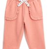Pantaloni din bumbac cu aplicatie cu funda cu model-FETE/IMBRACAMINTE/Blugi-IMBRACAMINTE/Blugi