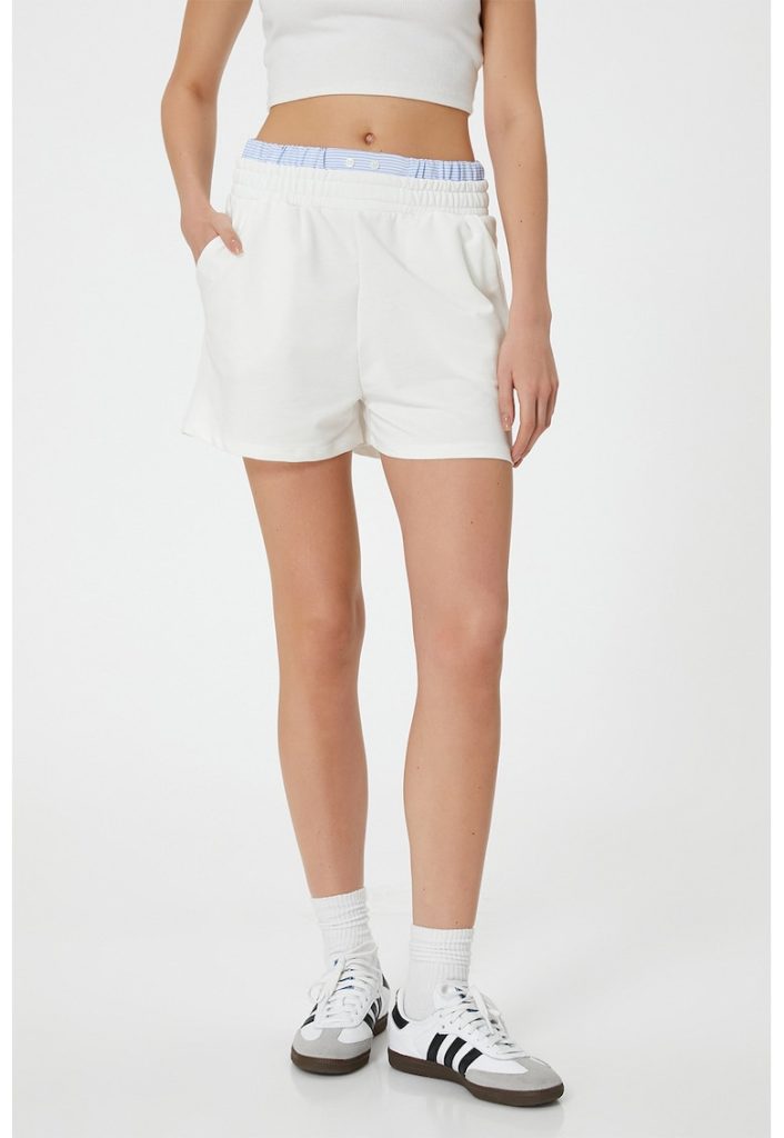Pantaloni scurti cu detaliu contrastant-FEMEI/IMBRACAMINTE/Pantaloni si colanti-IMBRACAMINTE/Pantaloni si colanti