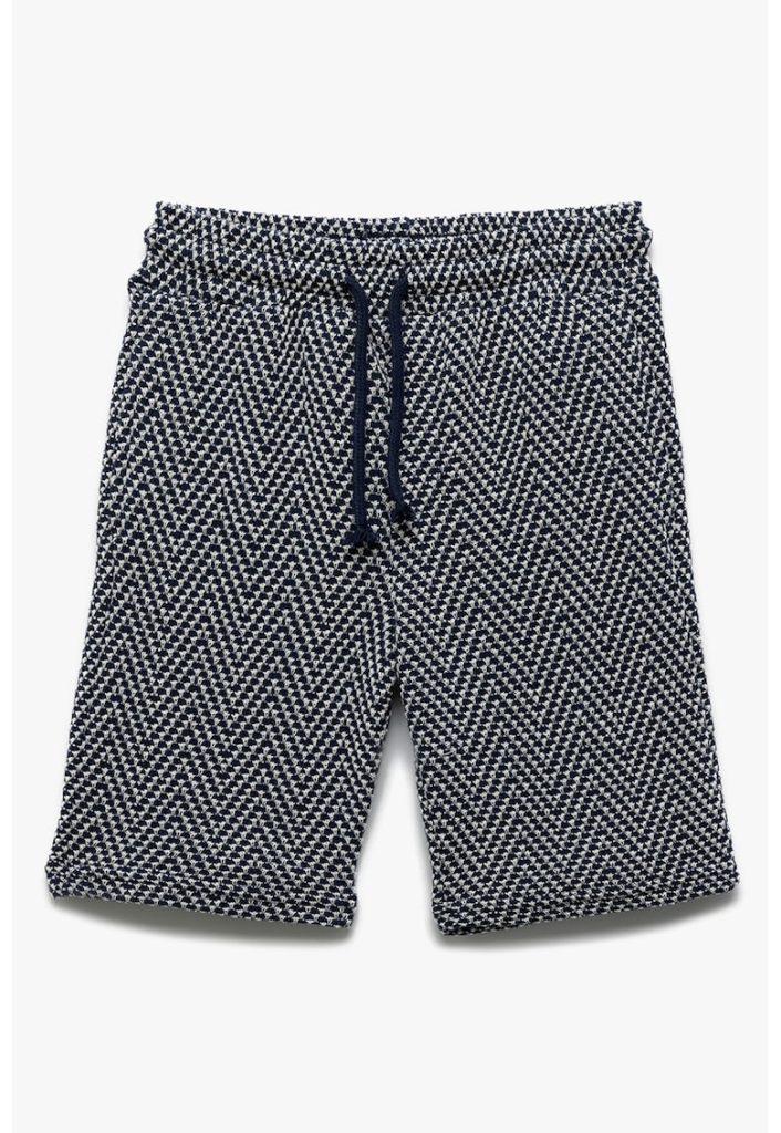 Pantaloni scurti cu snur si model herringbone-BAIETI/IMBRACAMINTE/Sorturi-IMBRACAMINTE/Sorturi