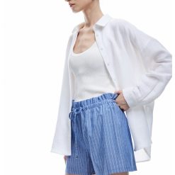 Pantaloni scurti cu snur si model in dungi-FEMEI/IMBRACAMINTE/Pantaloni si colanti-IMBRACAMINTE/Pantaloni si colanti